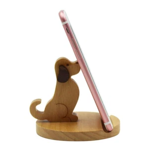 Dog Cell Phone Desk Smartphone Wood Phone Bracket Standing Stands Phone Holder - Zdjęcie 1 z 9