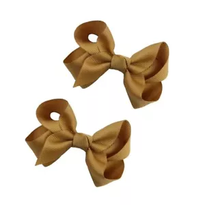 3.2" Grosgrain Ribbon Pinwheel Hair Bows Alligator Clips for Girls Brown - Picture 1 of 4