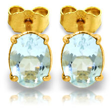 1.8 Carat 14K Solid Gold Stud Earrings Natural Aquamarine