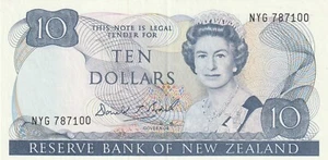 New Zealand 1981 10 Dollars XF Banknote Pick 172c - Picture 1 of 2
