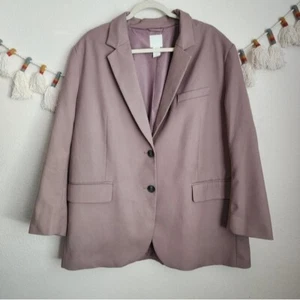 H&M Oversized Double Breasted Blazer Dusty Rose Contemporary Business Casual XL - Picture 1 of 11