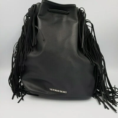 Fringe Backpack Black Hobo 90s Biker Tote Victorias Secret Fashion Show Carry On - Image 1 of 4