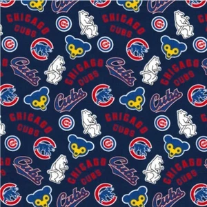 Tela de algodón azul marino oscuro BTY MLB Chicago Cubs Bear Cub por yarda 60023 - Imagen 1 de 1