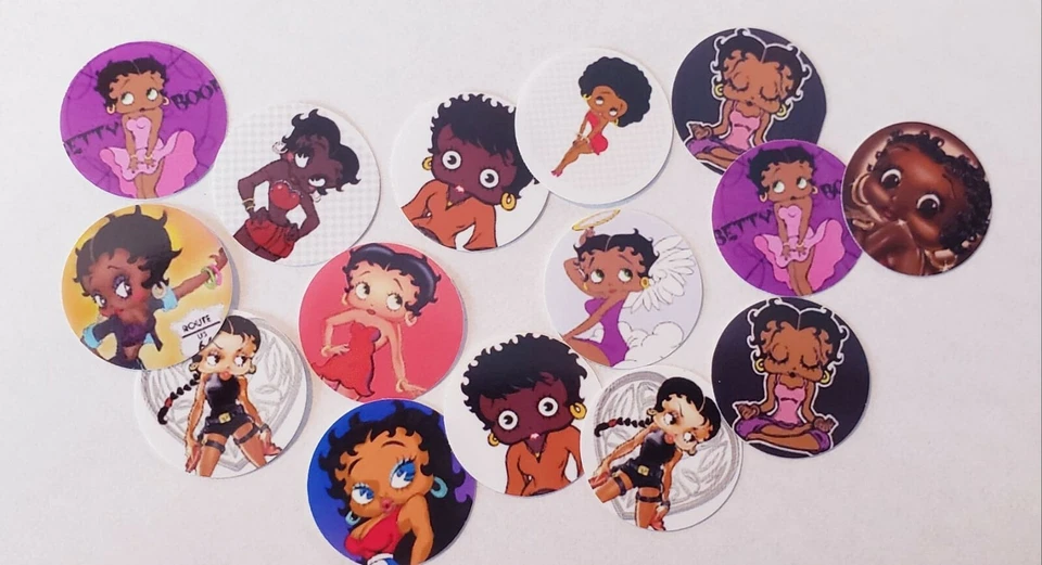 Tapa de botella precortada de una pulgada NUEVA NEGRA BETTY BOOP IMÁGENES Envío gratuito Foto 1 de 1