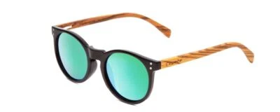 Coyote Beach Wood II Polarized Sunglasses in Black Zebra Grey/Green Mirror 48 mm - Image 1 of 4