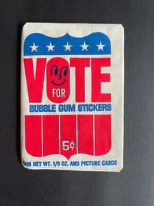 VOTE BUBBLE GUM STICKERS VINTAGE DONRUSS TRADING CARD WAX PACK UNOPENED - Picture 1 of 2