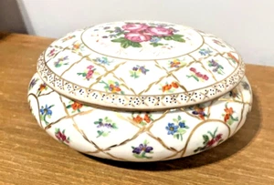 RARE Vintage Dominie’s Collection Porcelain Round Trinket Jewelry Lidded Box - Picture 1 of 15