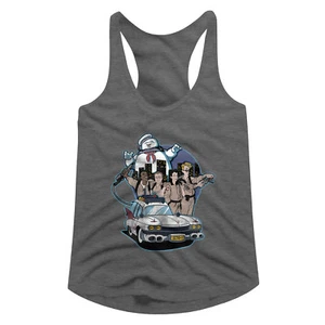 The Real Ghost Busters Cartoon Ecto-1 Cast & Stay Puff Womans Tank Top Shirt - Picture 1 of 3