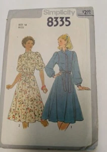 Abito vintage Sinplicity 8335 Misses 1978 modello taglia 14 UNCUT Cottage Core - Foto 1 di 2