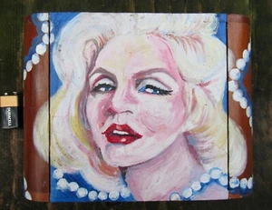 Original MARILYN MONROE Hand Painted CIGAR BOX Blonde 11" FOLK ART Signed OOAK - Picture 1 of 8