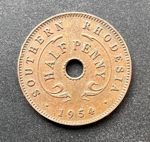 Southern Rhodesia 1954 Halfpenny - Elizabeth II Cover
