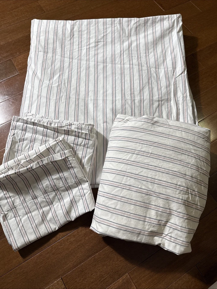 Комплект простыней Ralph Lauren Red & Blue Ticking Stripe AMERICANA Queen хлопок 4 шт. - Изображение 1 из 4