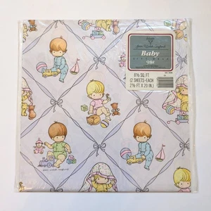 Vintage 70s Hallmark Joan Walsh Anglund Baby Girl & Boy Wrapping Paper Pink - Picture 1 of 7