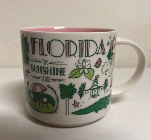 Starbucks "Been There Series" Florida Kaffeetasse Becher 14oz Preppy Pink & Grün - Bild 1 von 9