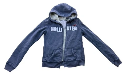 Hollister Sherpa Lined Long Sleeve Jacket Women's Junior Size S Blue Navy Y2K - Image 1 of 4