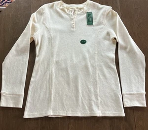 LL Bean T Shirt Girls XL Beige Long Sleeve Thermal Waffle Knit Hemley Outdoors - Picture 1 of 5