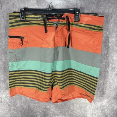 Patagonia Shorts Mens 34 Striped Orange Board Summer Swim Trunks - Image 1 of 4