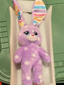 Mini peluche de conejo a lunares morados Build A Bear con orejas de arco iris *usado* f2 - Imagen 1 de 6