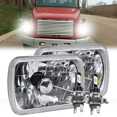 Pair 80W 7x6" Inch Led Headlights Hi/Lo for For Freightliner FL50 FL60 Trucks - Image 1 of 4