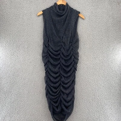 AllSaints 连衣裙女式 8 Tia 金属灰色 Surplice垂褶领褶皱紧身 — 第 1/4 张图片