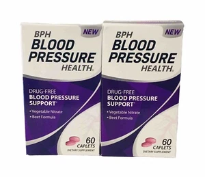 2X-BPH Blood Pressure Health Caplets, 60 Ct EA Drug FREE - NEW-Beet Formula - Picture 1 of 4