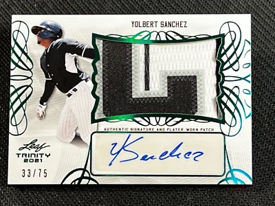 2021 Leaf Trinity GAME USED PATCH ROOKIE AUTO Yolbert Sanchez 33/75 - Image 1 of 4