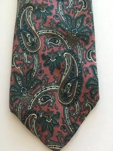 Vintage ETIENNE AIGNER Herren Paisley Krawatte Rosa Paisley Grau Seide Skinny - Bild 1 von 5