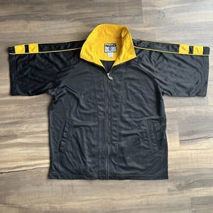 Rigo Sportswear Men’s Full Zip Black Jacket Short Sleeve Yellow Stripe Medium - Picture 1 of 15