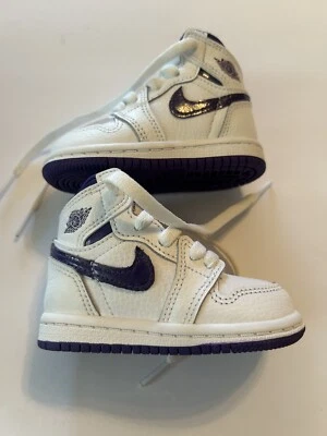 Nike Air Jordan 1 High Og (Td) Blanco-Púrpura Cancha Talla 4c [CU0450-151] Foto 1 de 4