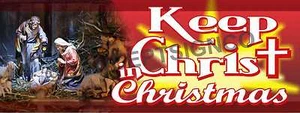 3'X8' KEEP CHRIST IN CHRISTMAS BANNER Sign LARGE Church Jesus Nativity Scene Red - Picture 1 of 3