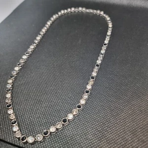 Authentic Swarovski tennis necklace Absolutely gorgeous Black,Grey,white stones  - Picture 1 of 24