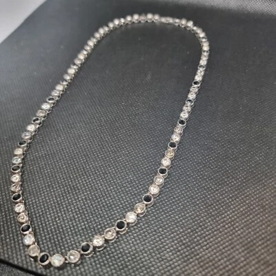 Auténtico collar de tenis Swarovski absolutamente precioso negro, gris, piedras blancas  Foto 1 de 4