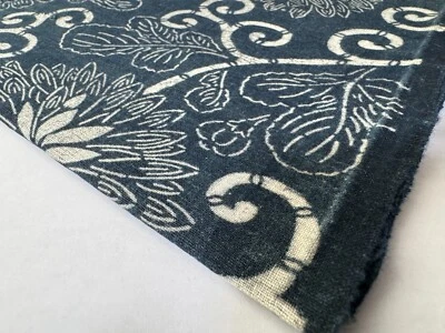 Japan vintage Katazome(stencil dyeing) cloth, Flower and arabesque, Boro fabric - Image 1 of 4