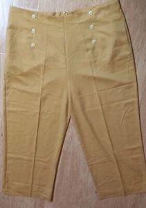 Royal Monk Womens Wide Leg Cuffed Sailor Pants in Mustard Yellow 4XL 44W 31 L - Picture 1 of 6