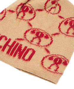 Moschino beanie women double question mark 65329M2843003 Beige - Red wool cap - Picture 1 of 2