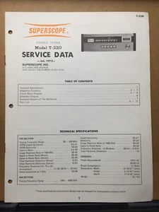 Original Service Manual for the Superscope Model T-220 Tuner - Picture 1 of 2