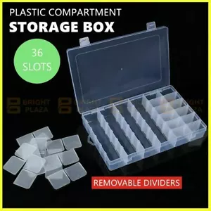 Plastic Compartment Storage Box Container Jewellery Bead Craft Organiser Case - Picture 1 of 7