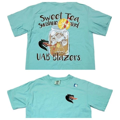 Comfort Colors Women's Tee UAB Blazers Sweet Tea & Sunshine Shirt Teal Size S Cover