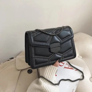 Rivet Chain PU Leather Crossbody Bags Fashion Shoulder Bag Lady Small Handbags - Picture 1 of 22