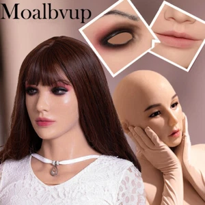 Realistic Silicone Female Face Mask Crossdresser Head Mask For women For Cosplay - Picture 1 of 28
