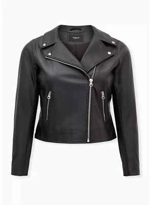 TORRID NWT BLACK VEGAN BUTTERY PLEATHER MOTO JACKET SIZE 0/12W - Image 1 of 4