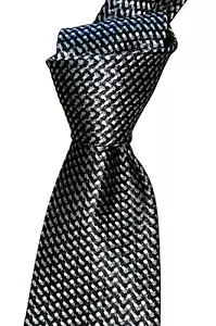 $250 NWOT TOM FORD Black Gray & White Geometrics 3.75" Woven Silk neck Tie Italy - Picture 1 of 6