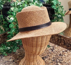 Shady Brady Cowboy Hat with Leather Band Size Small NWT Raffia Straw - Picture 1 of 14