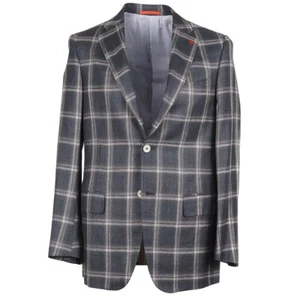 Isaia Trim-Fit Dark Green Check Wool-Silk-Linen Sport Coat 40R (Eu 50) NWT - Picture 1 of 10
