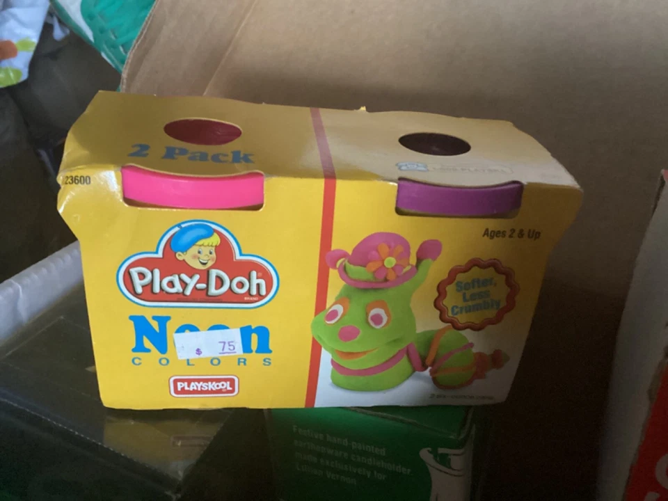 Paquete de 2 colores neón Playskool Play-Doh 1994 vintage púrpura rosa sellado de fábrica Foto 1 de 1