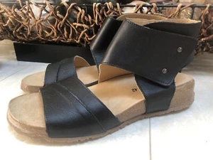 Haflinger Maxine Ankle Wrap Sandals Black Leather EU 42 US 11 Women’s - Picture 1 of 19