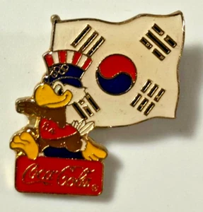 Coca Cola Vintage 1984 Mini 1 inch Lapel Pin Summer Olympics LA Uncle Sam Eagle! - Picture 1 of 4
