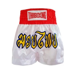 Muay Thai Boxing shorts satin Cage black blue red white pink size M L Mma Fight - Picture 1 of 15