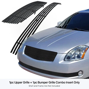 Fits 2004-2006 Nissan Maxima Stainless Steel Black Billet Grille Insert Combo - Picture 1 of 7