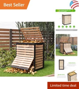 95 Gallon Solid Wood Composter, Outdoor Compost Bin with Pull-Out Door, Large... - Picture 1 of 9